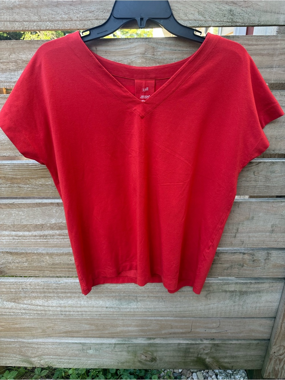 J. Jill Red V-Neck Short Sleeve Tee